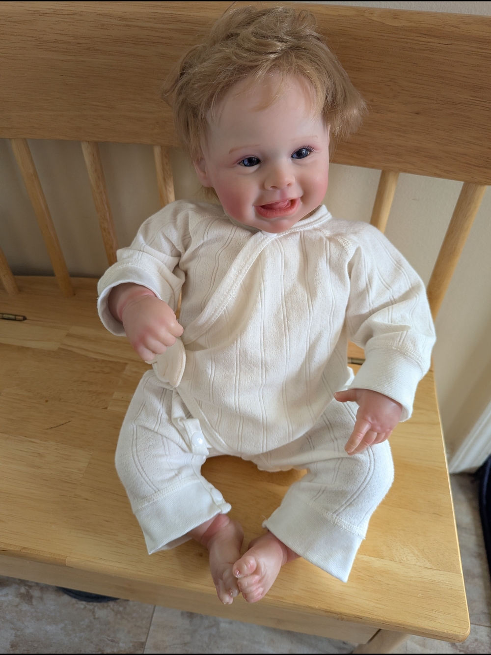 Realistic Baby Doll in Cream Knit Outfit